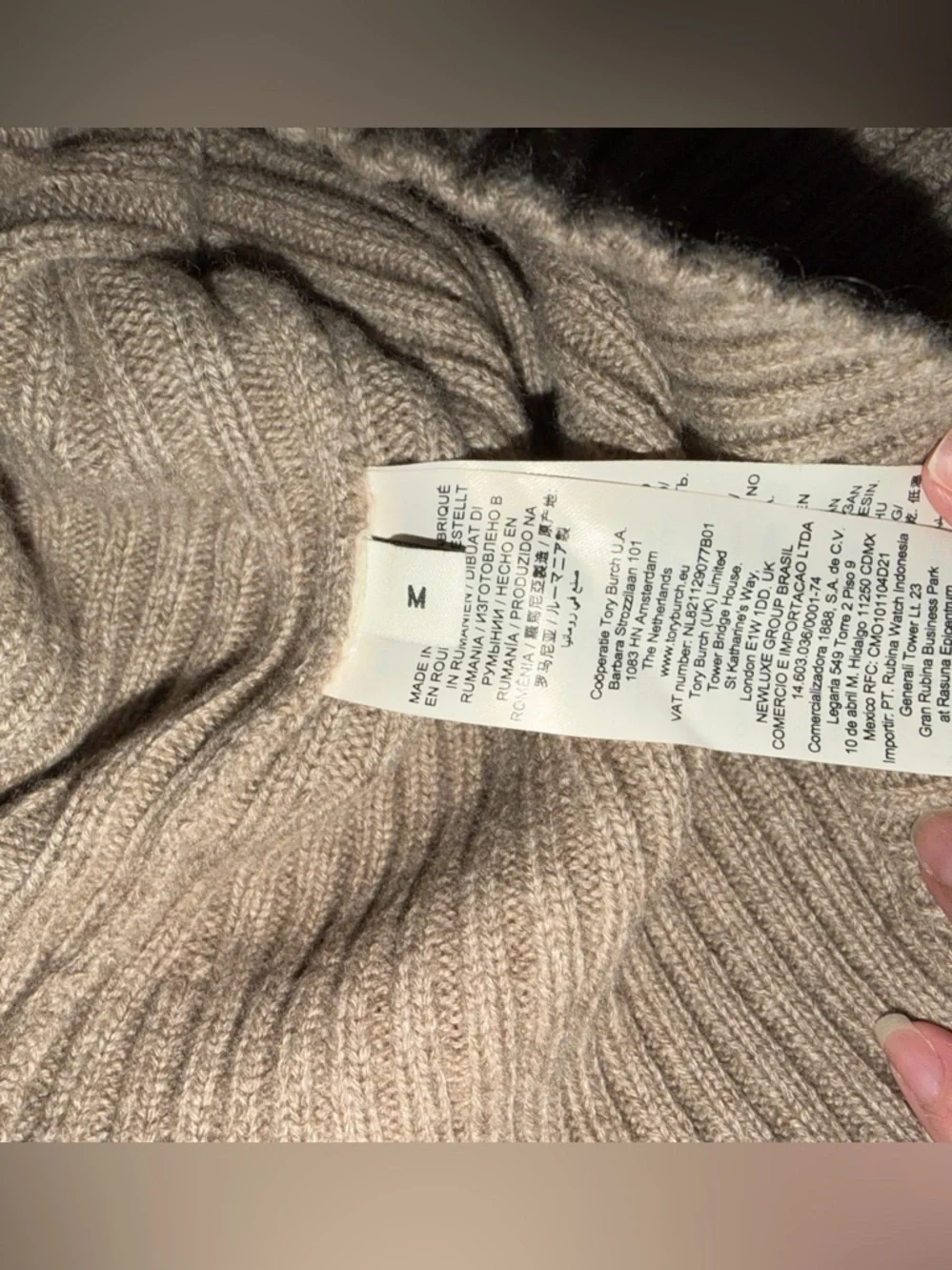 Rare center logo Tory Burch cashmere turtleneck knit $1200 M designer spring